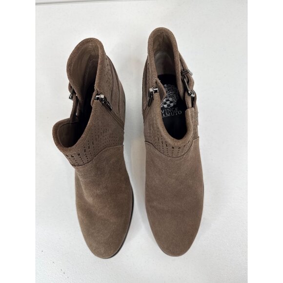 Vince Camuto Brown Suede Ankle Boots Womens 8.5 Leather Booties with Buckle - Picture 5 of 11